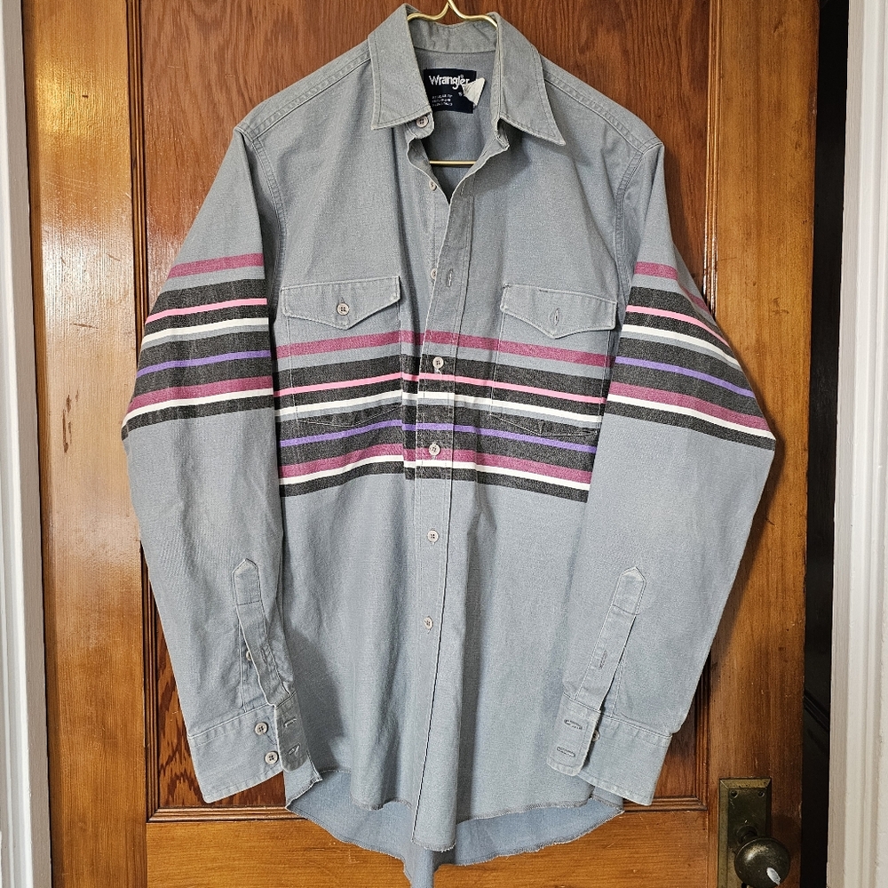 Vintage Wrangler Pink & Purple Stripe Button Up Shirt